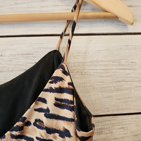 Jessica McClintock Gunne Sax Leopard Print Slip Dress Brown Cream Size 7/8 - Picture 11 of 13